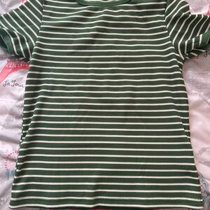 Striped Green and White Short-Sleeve Tee